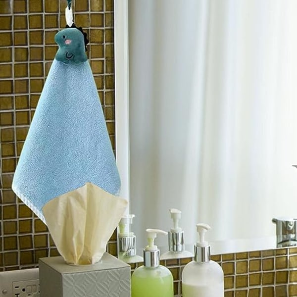 (Blå) Søde hængende håndklæder - Dekorative håndklæder til badeværelset