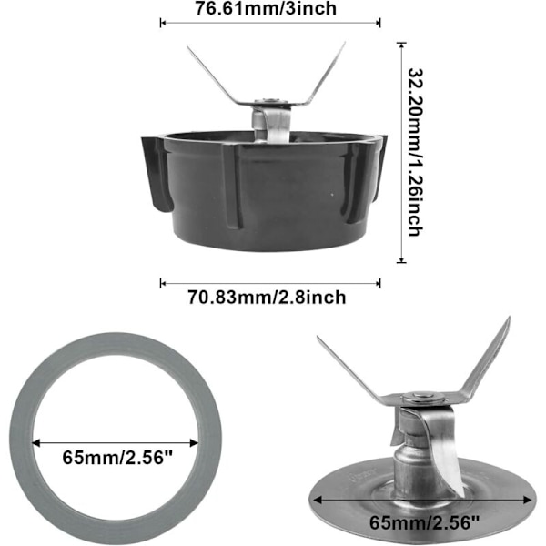 Reservmixerblad för Oster med gummitätning 4902 (1 4-bladsblad, 1 fast lock med 6 käftar och 1 grå tätningsring)
