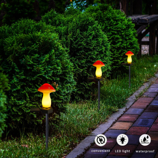 LED imiteret harpiks Svampe Garden Garden Plæne Dekoration Plug-in