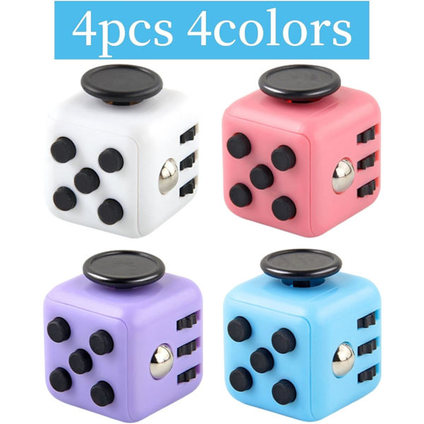 4 st Anti-Stress Cube, Decompression Cube Toy med 6 lugnande moduler, Anti-Anxiety Stress Cube Toy för barn och vuxna