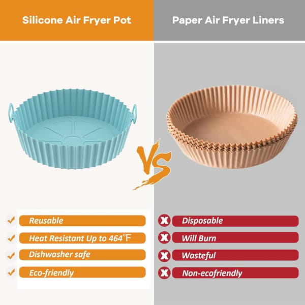 Airfryer silikoninnlegg, airfryer tilbehør (blå + grå) 2-pakning