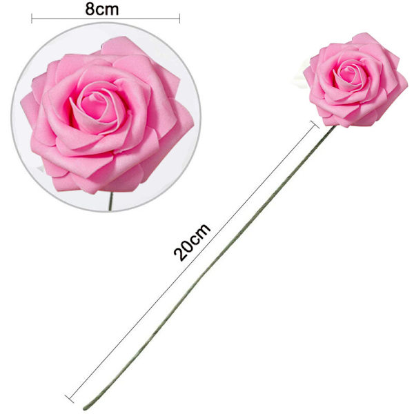 25/30 stk. Kunstige skumroser, kunstige blomster med stilk, DIY-bryllupsblomsterdekorationer, midterstykker, buketter, festdekorationer, mørk