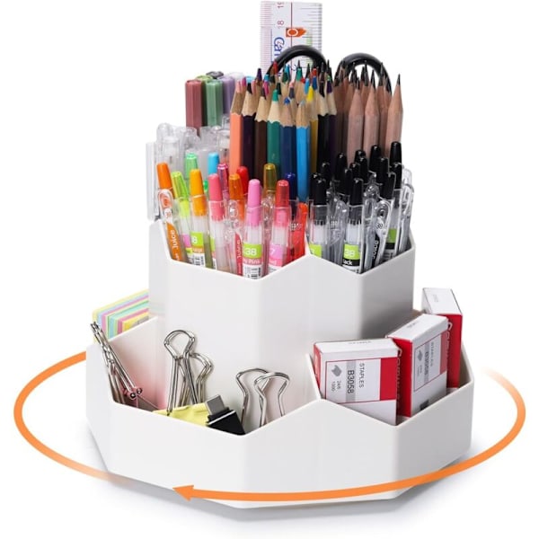 CCYKXABLANC roterende blyantholder, 360 graders roterende kontor roterende organizer pen opbevaring, skrivebordsholder med 9 rum