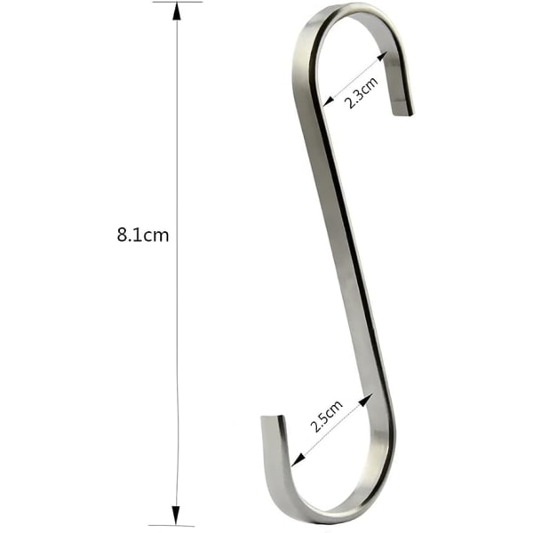 (NO.1)Pakke med 10 rustfrie stål S-kroker for kjøkkenutstyr eller kjøttslakter
