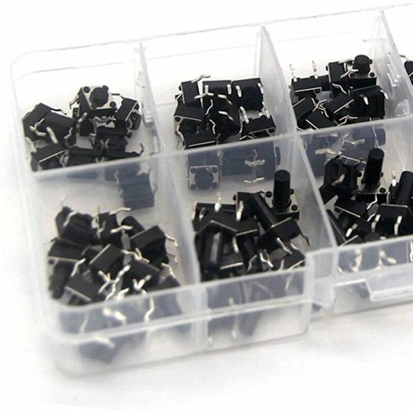 10 Värde 100 st/Micro Touch knappset Svart Plast Momentan Plast Sortimentskit 50MA 12VDC
