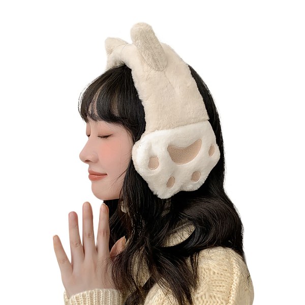 Warm earmuffs cute cat pattern artificial fur ear warm winter earmuffs earmuffs plush and fluffy outdoor wide ear bag headband to keep warm