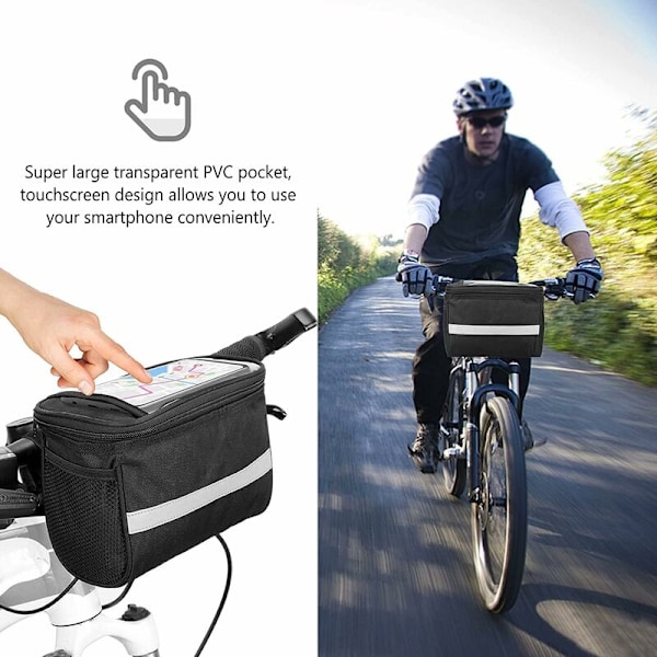 Vyse-s- S- S- 21x13x16.5cm Sort Vandtæt Cykeltaske med Clacière Touch Screen Bånd Rygtaske med Met Taske