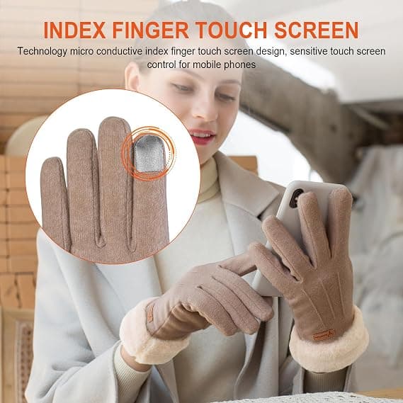 Damvantar Vinter Varma Touchscreen Handskar Bekväma Plyschfodrade Utomhus Vadderade Termiska Handskar