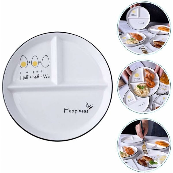 Divided Plates Kids Dinner Lunch Plates Ceramic Divided Dishes Dinner Dessert Plates Snack Serving Tray for Christmas Party Home Supplies Kids，HANBI
