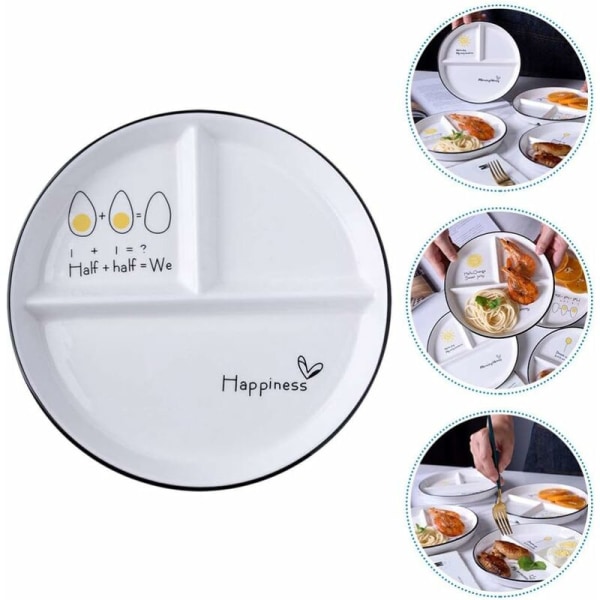 Divided Plates Kids Dinner Lunch Plates Keramiske delte retter Middag Dessert Plates Snack Serveringsbrett for julefest Hjemmeartikler Barn，HANBI