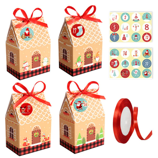 Julhus godisbox liten presentask förpackningspapperslåda Jul pepparkakshus papperslåda förpackningslåda presentask 24 set