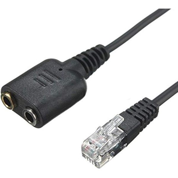Han til 2 x 3,5 mm hun jackstik hovedtelefon telefon mikrofon lyd splitter adapter kabel til fastnet