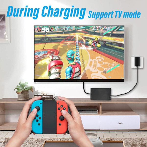 Strömadapter för Nintendo/Switch OLED/Lite, TV-läge stöd USB typ C, kompatibel med Switch Lite/Switch OLED