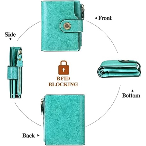 Lommebok for kvinner i ekte skinn i kort størrelse RFID-blokkering for kvinner