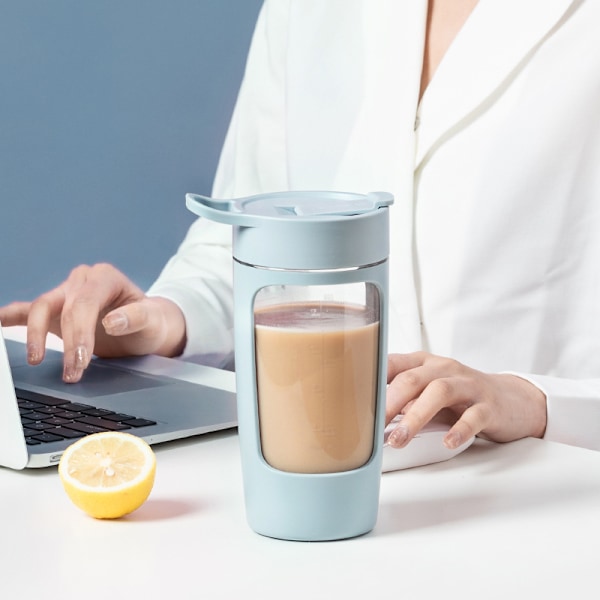Elektrisk Shakerflaske, Blenderflasker, Fremstillet af Tritan - BPA-fri - Bærbar Blenderkop/USB-opladelige Shakerkopper blå