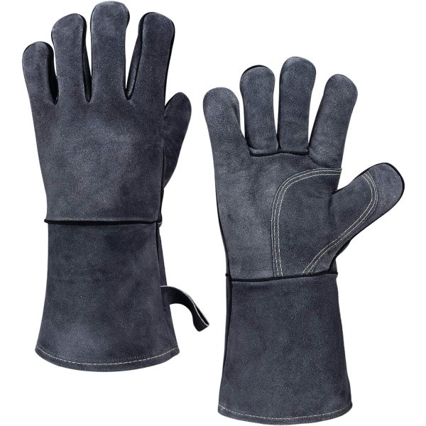 (35,5 cm, grå) 1 par BBQ-handskar, universal ugnshandskar Heat Resi