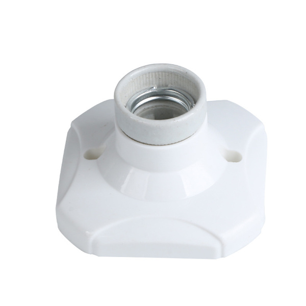 Set med 6 E27 taksockel för skruv, E27 sockel garage, AC 220-240V, sockelhållare för LED-lampa, takbas E27 bas, vit plastlampbas för