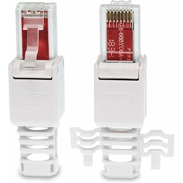 RJ45 Cat6 Cat5 LAN Nettverks Patch Kabel Plugg Verktøyfri Montering Krympeplugg 4 Pakning Verktøyfri RJ45 CAT6 Kobling