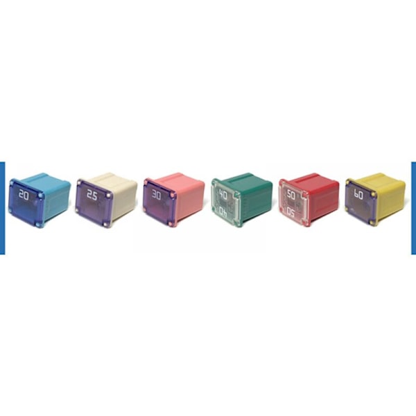 Mini-automaattisulake 12 paikkaa 20A 25A 30A 40A 50A 60A auton sulake neliön muotoinen matala profiili sulake autoihin ja SUV-pakettiautoihin