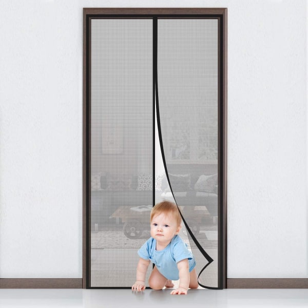 Myggenet Magnetisk Dør 100x230cm, Sort
