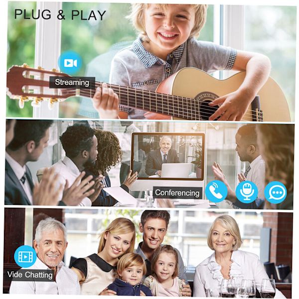 Drivfri USB Ekstern Digital Kamera HD Anker med Mikrofon Natt Syn Lys Datamaskin Video Live Online Kurs