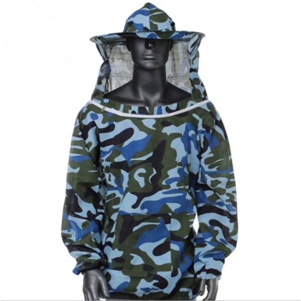1 professionel biavlsdragt biavlsdragt åndbar anti-biavlsdragt (farve: camouflage blå)