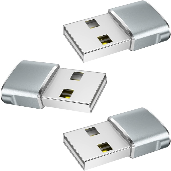 Hopeanvärinen USB C -naaras- USB urossovitin, nopea lataus ja