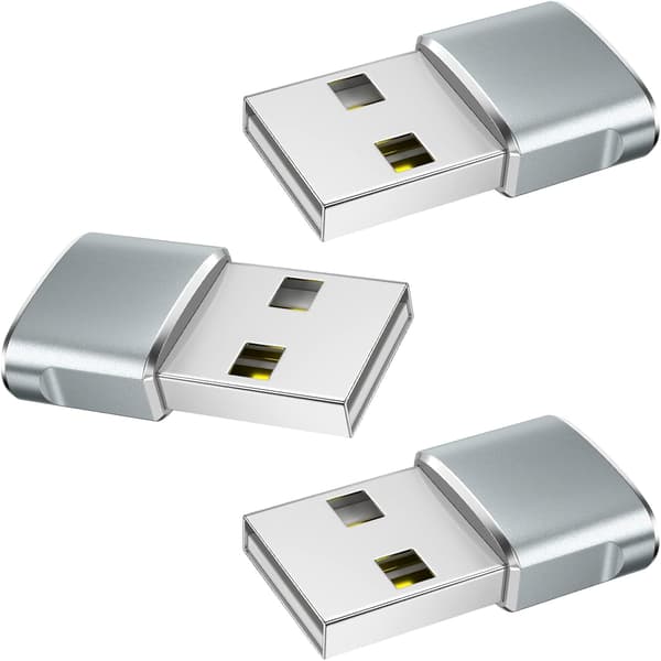 Silverfärgad USB C-hona till USB-hane-adapter, snabbladdning och
