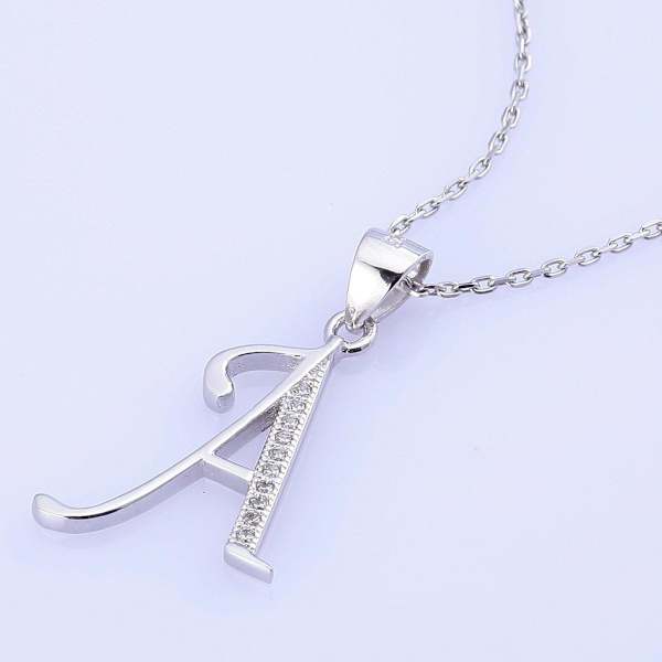 Halsband med bokstav A-hänge - Namn- och bokstavshalsband - Present till vänner - 925 sterlingsilver och inlagd zirkon