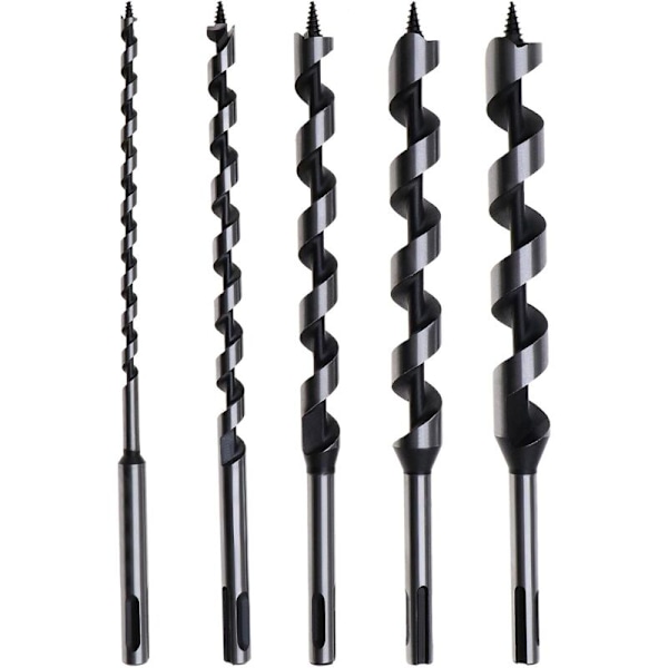 Set med 5 spiralborrar med SDS Plus-fäste för träbearbetning 230 mm 6/10/14/18/20 mm