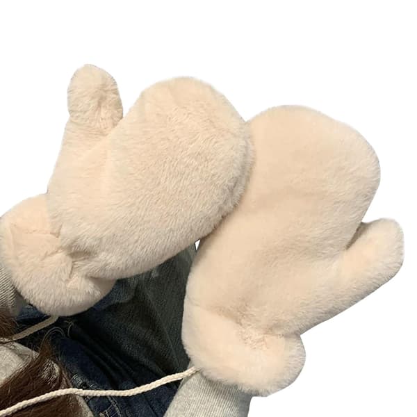 Mjuka söta varma handskar vinter varma helfingerhandskar vinterhandskar lammtema förtjockade plyschrep handskar