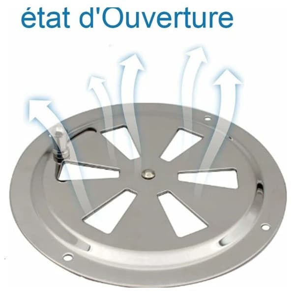 Rund ventilationsrist, justerbar ventilationsåbning i rustfrit stål, ind- og udluftning 125mm (5\")