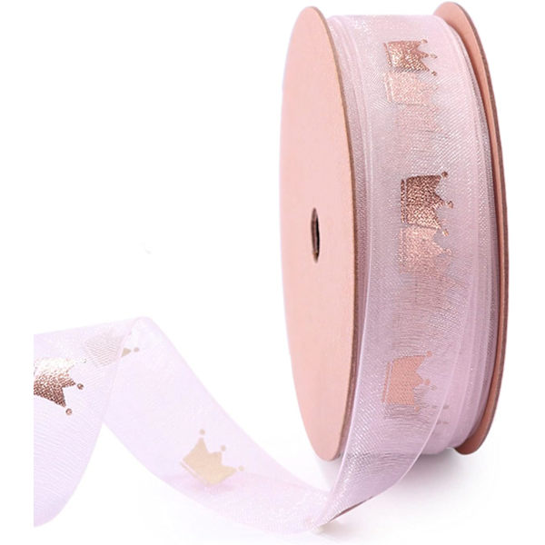 Pink - 1 stk, 19mm Krans Sheer Jule Sne Sheer Bånd - 19mm x 9m