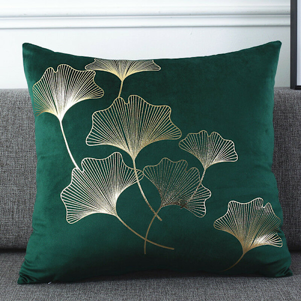 Set med 5 kuddfodral 45x45cm mönster ginkgoblad dekorativ kudde för prydnadskudde soffa