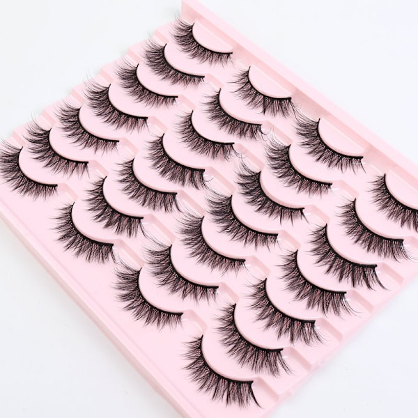 Falska ögonfransar - 14 mm Faux 3D Mink Lashes Natural Look Fluffy Cat Eye Wispy Lashes Pack, 14 par