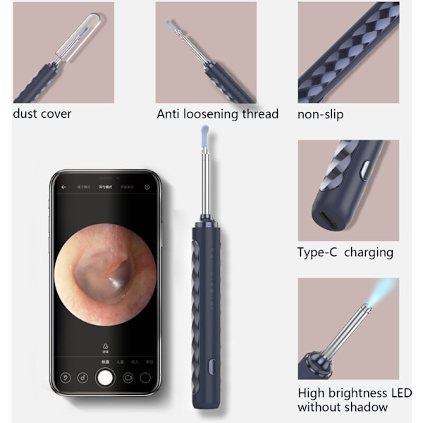 1080P HD 3,5 mm:n korvaotoskoopin tarkastuskamera IP67 vedenpitävä korvanpuhdistin 6 LED-valolla, korvanpuhdistustyökalu sopii IOS- ja Android-älypuhelimille