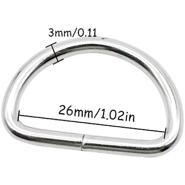30 silver 26mm D-ring metall D-ring spänne D-ring, lämplig för väskor, spännen, remmar, midjeband, ryggsäckar DIY-tillbehör