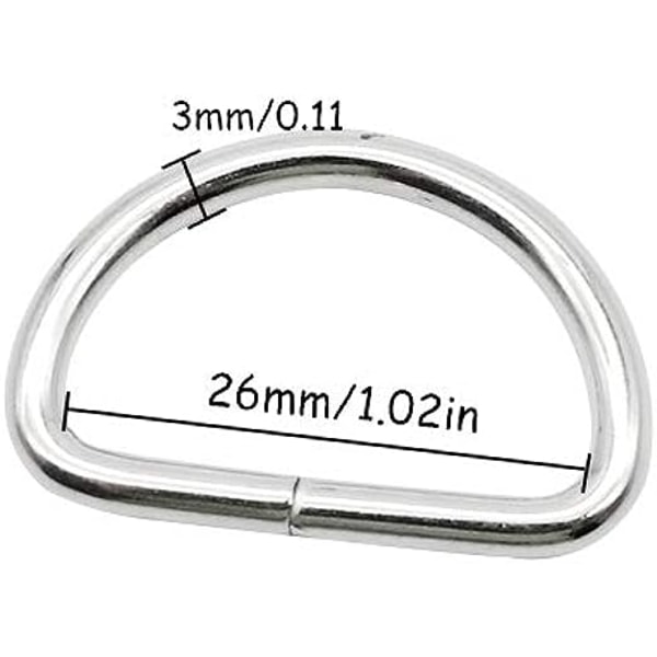 30 sølv 26mm D-ring metall D-ring spenne D-ring, egnet for ba