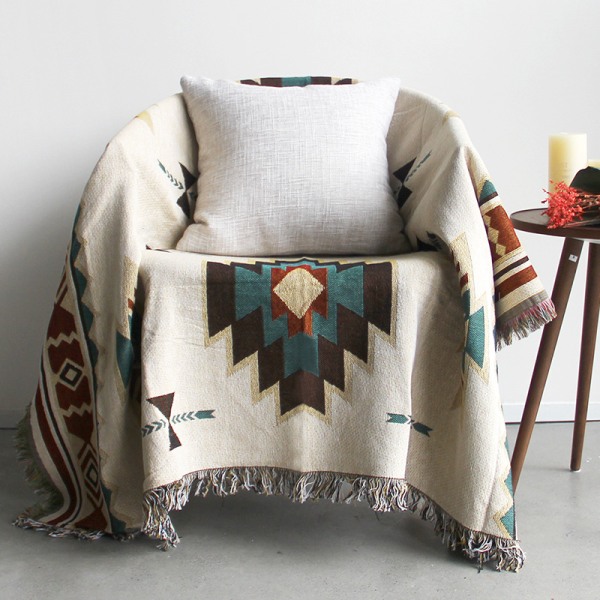 One Piece Ethnic American Plaid Sofa Blanket Knitted Full Blanket Sugar Jacquard Sofa Blanket -90*90cm