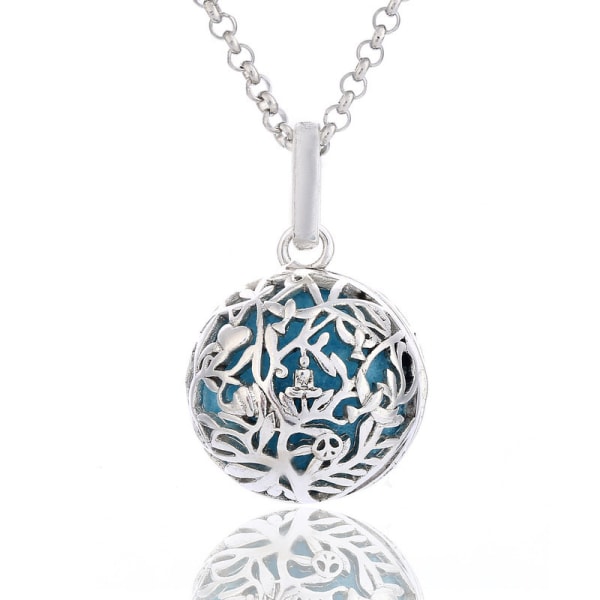 Maternity necklace cage foliage and blue chime