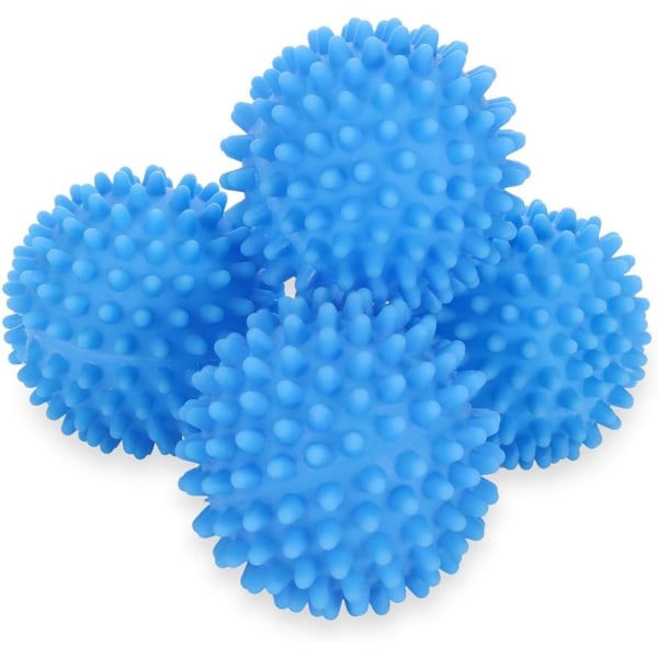 Sett med 4 blå tørketrommelballer, gjenbrukbart mykner for tørketrommel