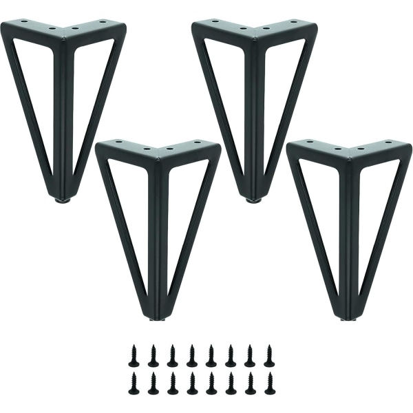 Sett med 4 bordben i sort metall - Utskiftbare møbelben
