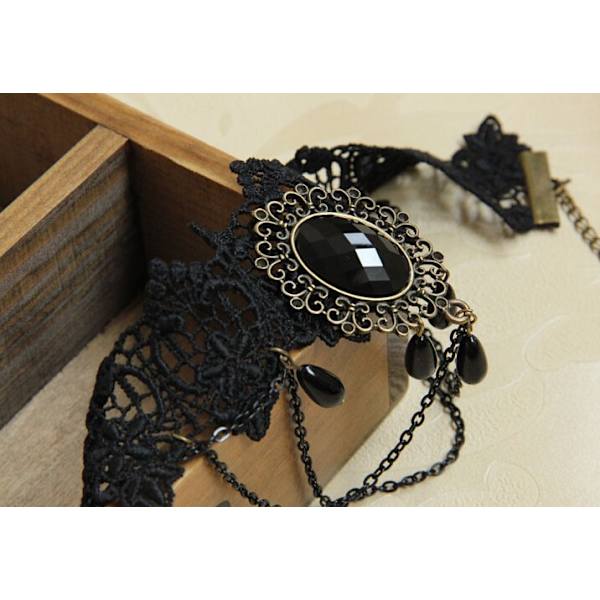 Halloween Gothic Svart Blonder Halskjede Kjede Kjede Justerbar Smykker for Kvinner og Jenter