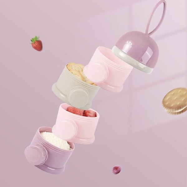 Bærbar melkepulverdispenser, 2 rom for melkepulveroppbevaring, sideåpning melkepulverboks, oppbevaringsboks for mat for reise og utendørs (V