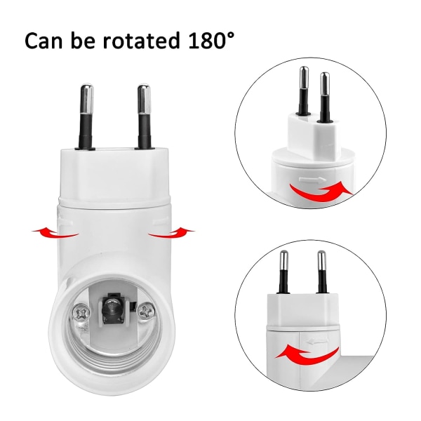 Sett med 2 Euro E27-kontakter (uten pærer) med trådløs bryter for AC 230V kjøkkenvegglamper, LED-pæreholder, adapter for E27 innendørs minivegglampe