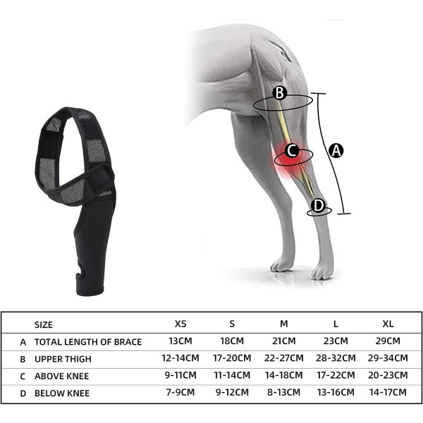 Knebeskydd for hunder, knebeskydd for kjæledyr, benbeskyttelse, fremre bakre hund albuebeskytter, beskyttelse for leddgikt eller artrose, svart (S)