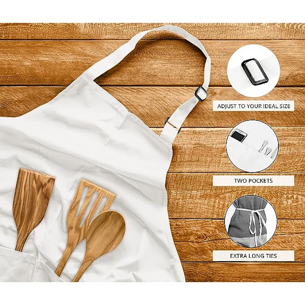 Utopia Kitchen 2-pack justerbar haklappsförkläde med 2 fickor