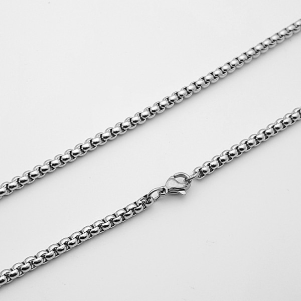 2 stk-kjede （70 cm） Halskjede og armbånd i rustfritt stål for menn Sil