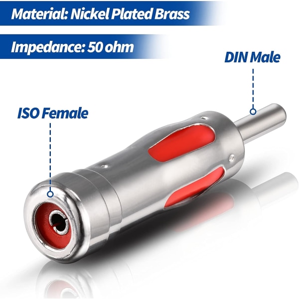 Bilradioantenneadapter Bilantenne DIN ISO-adapter Bilradioadapter 2 stk. til Auto Dab FM-antenne Dab+ AM/FM Bilradioantenne