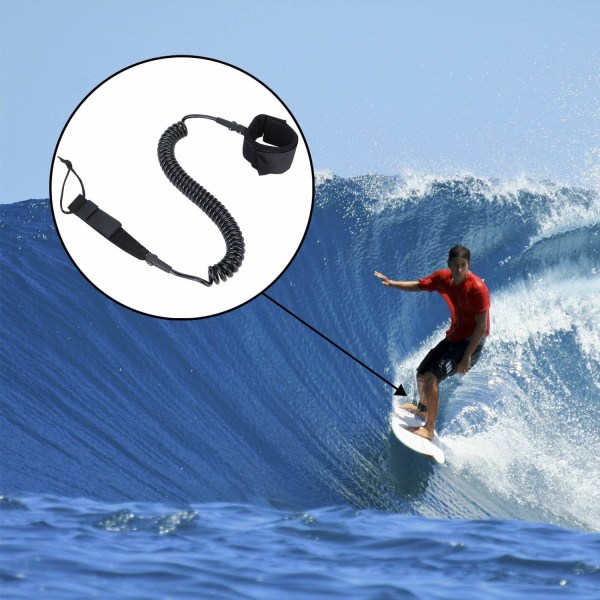 Surf SUP Leash 11ft 7mm Ben Tau, Coil Rope Dual Swivel Triple Ra